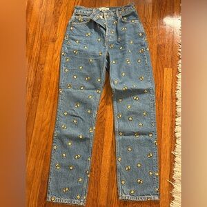 Reformation Denim with Yellow Smiley Details